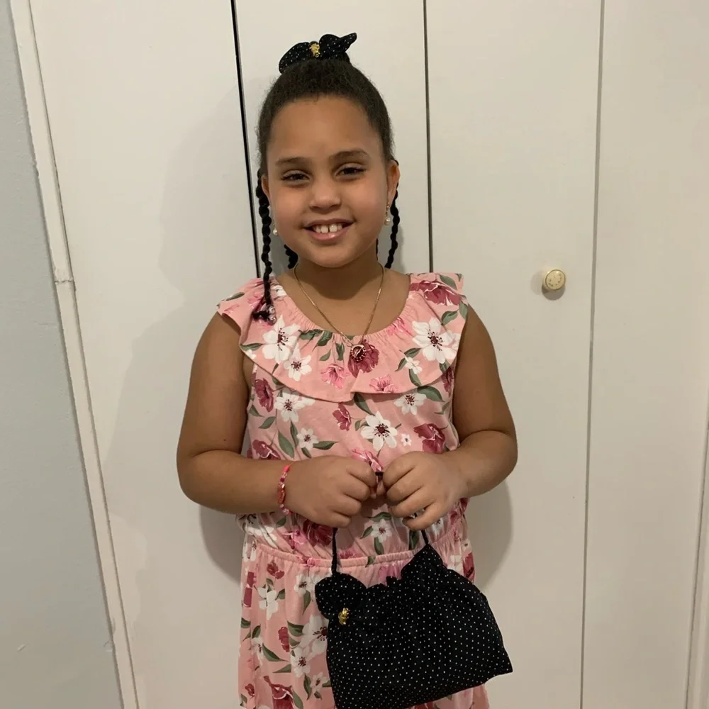 Girls set Black polka dots Tote Bag with Hair bow - Picture 7 of 9